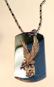 America Usa SEAL Soaring Eagle Pewter Emblem  - Dog Tag w/ Metal Chain Necklace