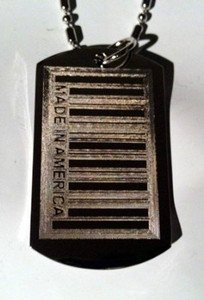 Bar Code UPC "Made in America American " - Dog Tag w/ Metal Chain Necklace