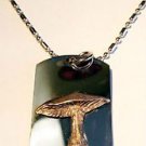 Shroom Mushroom Pyschedelic Pewter Emblem  - Dog Tag w/ Metal Chain Necklace