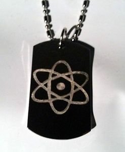 Nuclear Atom Atomic Power Logo Symbol - Dog Tag w/ Metal Chain Necklace