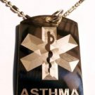 Asthma Medical Emergency Allergy Symbol Logo - Dog Tag w/ Metal Chain Necklace