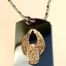 USA Winged Bald Eagle Seal Pewter Emblem  - Dog Tag w/ Metal Chain Necklace