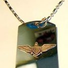 Us Army Airborne Wings Pewter Emblem  - Dog Tag w/ Metal Chain Necklace