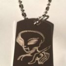 UFO Alien Point Outer Space Extraterrestrial - Dog Tag w/ Metal Chain Necklace
