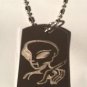 UFO Alien Point Outer Space Extraterrestrial - Dog Tag w/ Metal Chain Necklace