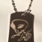 UFO Alien Point Outer Space Extraterrestrial - Dog Tag w/ Metal Chain Necklace