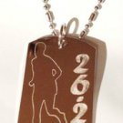 Marathon 26.2 Miles Race Running Runner - Dog Tag w/ Metal Chain Necklace