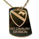 US Armed Forces 1st Cavalry Horse Shield - Dog Tag w/ Metal Chain Necklace