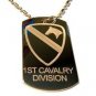 US Armed Forces 1st Cavalry Horse Shield - Dog Tag w/ Metal Chain Necklace
