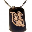 Skunk Weed Smoke Marijana Weed Pot Leaf Ganja Logo Symbols - Military Dog Tag