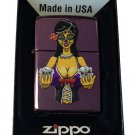 Zippo Custom Lighter - Sexy Day of the Dead Muertos Babe w/ Skulls Abyss Purple