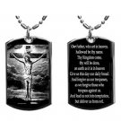 Military Dog Tag Metal Chain Necklace - Jesus' Cross & Lord's Prayer Double Side