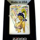 Zippo Custom Lighter - Sexy Fireworks USA Bikini Big Boobs Babe White Matte