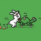 "Using Force" Bunny Rabbit Turtle Movement Physics Science - Vinyl Print Poster