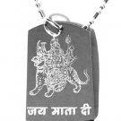 Military Dog Tag Metal Chain Necklace - Hindu Lord Durga MAA Jai Mata Di Outline