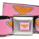 DC Comics Wonder Woman Seatbelt Belt - Wonder Woman Logo Blue/Yellow/Pink
