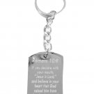 Romans 10:9 Bible Verse Christian Inspirational - Metal Ring Key Chain Keychain