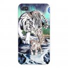 Big Cat White Tiger w/ Cubs in Mountains - FITS iPhone 4 4s Plastic Snap On Case
