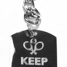 Keep Calm & Play Tennis w/ Racquet - Metal Ring Key Chain Keychain