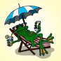 Chillin Froggy Funny Tree Frog Sitting w/ Phone & Drink Relaxing - Vinyl Sticker