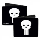 Marvel Comics Bi-Fold Wallet - Punisher Super Hero Skull Logo on Black