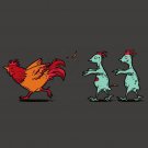 "Zombie Attack" Rooster Chased by Infected Chickens Funny - Vinyl Sticker