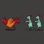 "Zombie Attack" Rooster Chased by Infected Chickens Funny - Vinyl Sticker