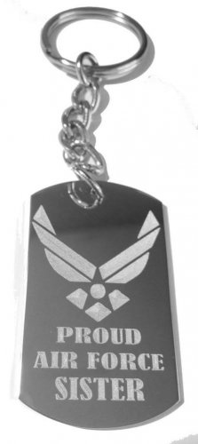 USAF United States Air Force Proud Sister Wings - Metal Ring Key Chain Keychain