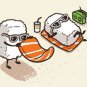 "Summer Sushi" Vacation Sunbathing on Beach - Rectangle Refrigerator Magnet