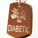 Medical Emergency Diabetic Blood Sugar Logo - Dog Tag w/ Metal Chain Necklace