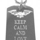 Military Dog Tag Metal Chain Necklace - Keep Calm and Love Bats Flying Animal