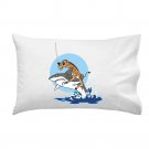 "Pirate Giraffe" Riding Shark Jumping From Water - Single Pillow Case
