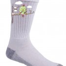 "Public Toilet" Funny Bird in Tree w/ Toilet Paper Roll - Crew Socks Pair