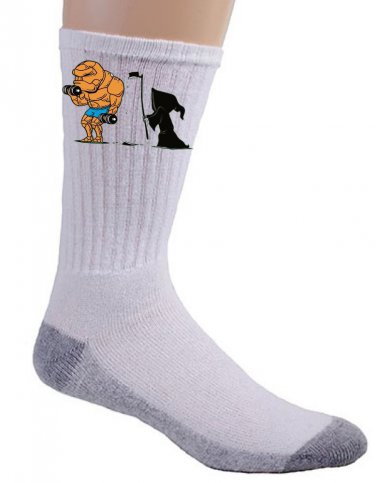 "Mission Failed" Rock Super Hero & Grim Reaper Death Parody - Crew Socks Pair