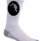 "Slam Dunk" Astronaut Moon & Galaxy Basketball Parody Humor - Crew Socks Pair