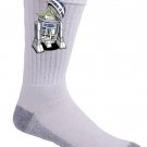 "The Man Behind" Funny Space Movie Alien & Beep Robot Parody - Crew Socks Pair
