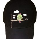 "Public Toilet" Funny Bird in Tree w/ Paper Roll - Black Adjustable Cap Hat