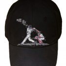"Home Run" Funny Zombie Baseball Game Pitcher Catcher - Black Adjustable Cap Hat