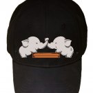 "Trunk Wrestling" Cute Elephants Playing Arm Wrestle - Black Adjustable Cap Hat