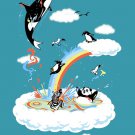"Colorful Playground" B&W Animals & Rainbow - Rectangle Refrigerator Magnet