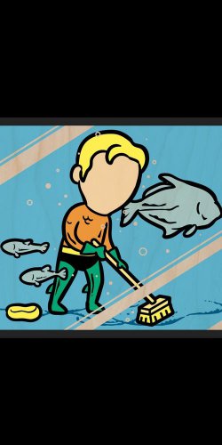 "Part-Time Job Aquarium" Funny Comic Parody - Plywood Wood Print Poster Wall Art