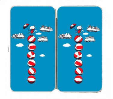 "Sky Circus" Funny Cat Balancing on Balls Act - Womens Taiga Hinge Wallet Clutch