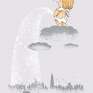 "Rainy Day" Cloud Baby Angel Pee on City Funny - Rectangle Refrigerator Magnet