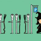 "Parking" Witch Broomstick Park Meters Funny - Rectangle Refrigerator Magnet
