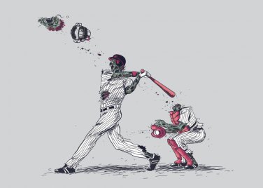 "Home Run" Funny Zombie Baseball Game Humor - Rectangle Refrigerator Magnet