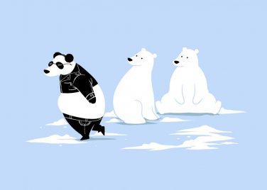 "Outfit" Polar & Panda Bear Clothes Animal Humor - Rectangle Refrigerator Magnet