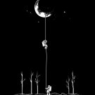 "Reach For The Moon" Astronauts Climb to Space - Rectangle Refrigerator Magnet