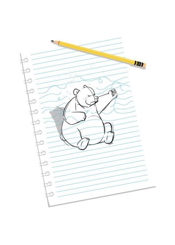 "Sketching Escape" Bear Drawing Punching Paper - Rectangle Refrigerator Magnet