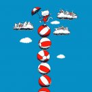 "Sky Circus" Kitty Cat Balancing on Balls Funny - Rectangle Refrigerator Magnet