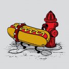 "Hotdawg" Funny Hot Dog Food Chained to Fire Hydrant Humor - Vinyl Sticker